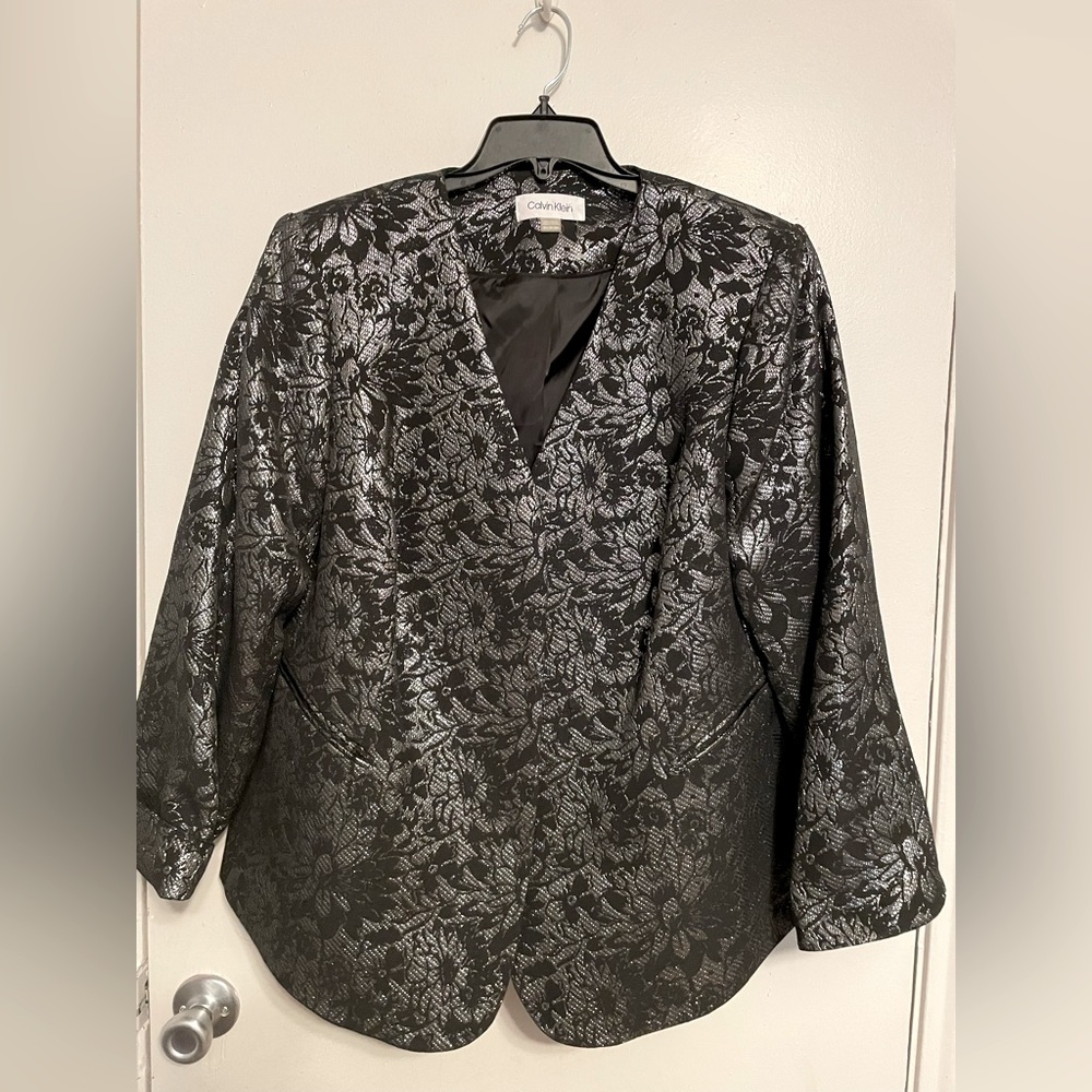 Calvin Klein Black Floral Jacquard Women's Blazer